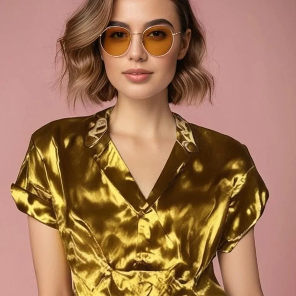 NWT Crosby Metallic Gold Crane‎ Top Size Medium - Picture 1 of 5